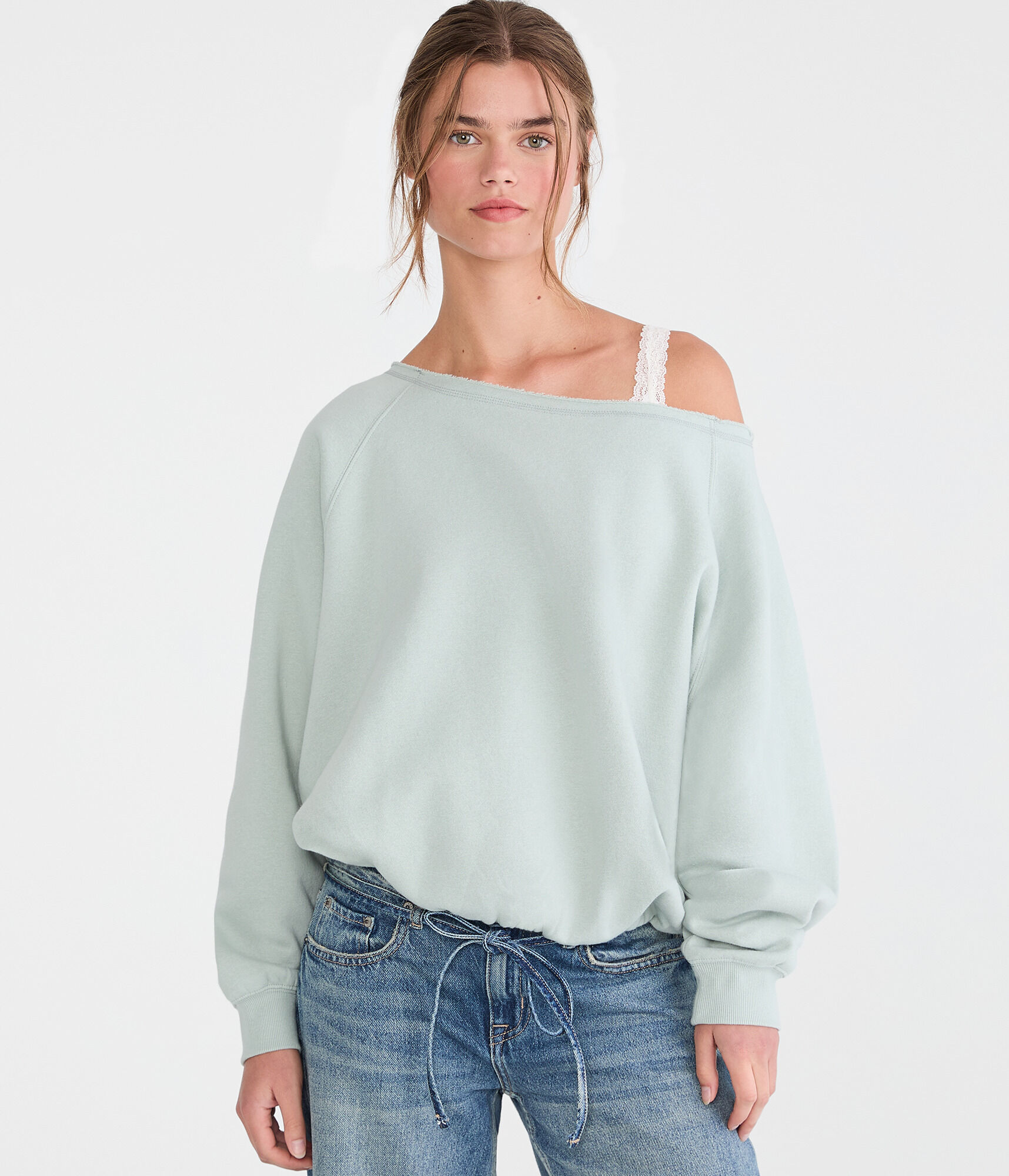 Cloud Soft Slash-Neck Bubble Sweatshirt