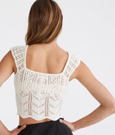 Crocheted Square-Neck Crop Top