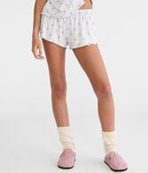Printed Pointelle Knit Sleep Shorts