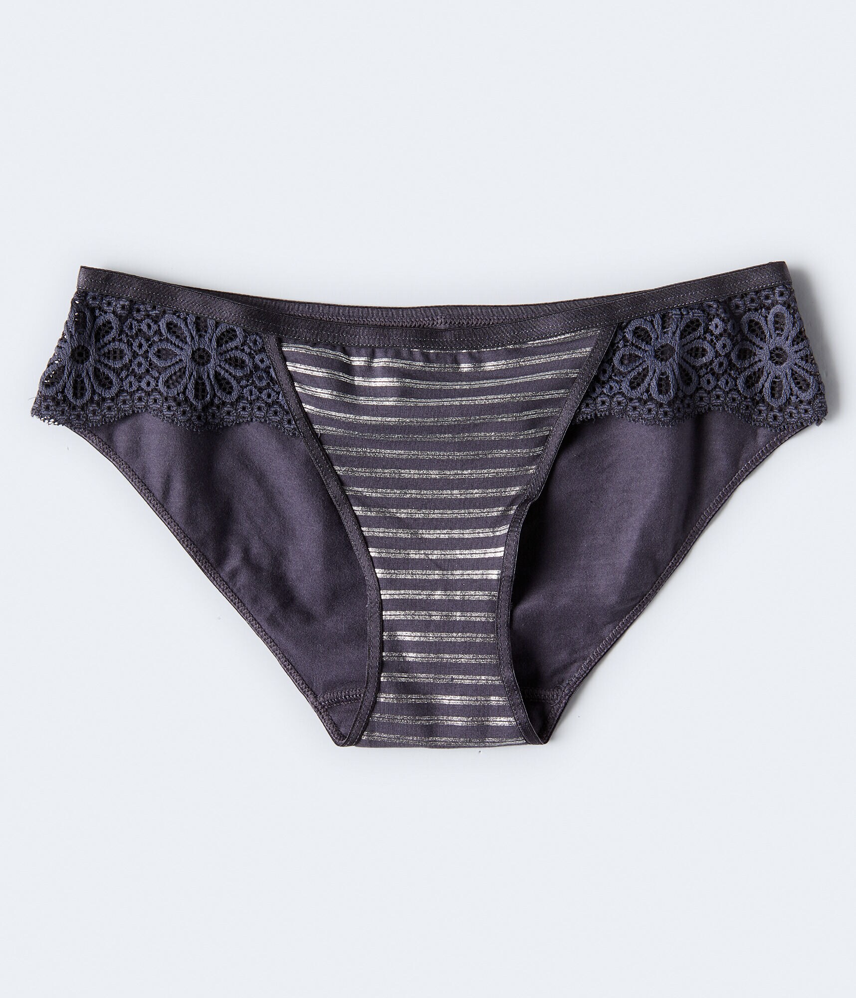 Metallic Stripe Side-Lace Hipster