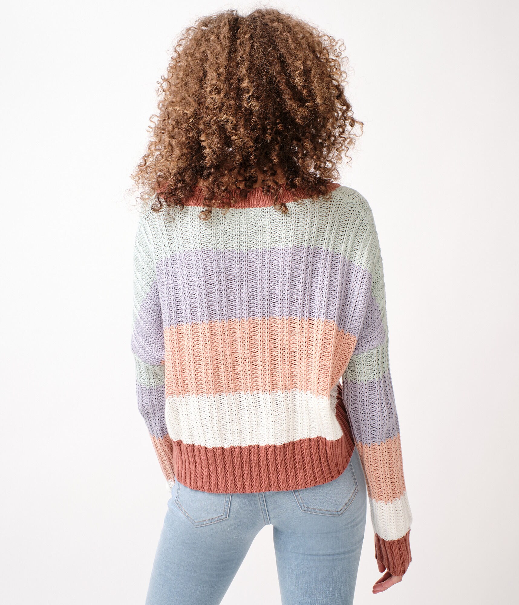 Chunky Stripe V-Neck Sweater