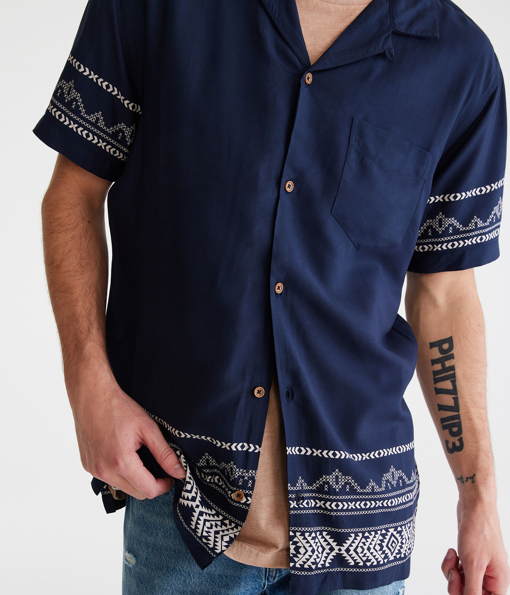 Global Border Print Camp Shirt