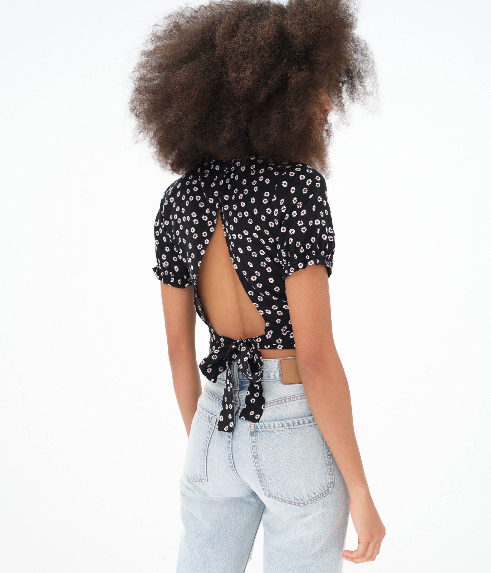 Floral Tie-Back Crop Top