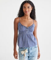 Plaid Scoop-Neck Babydoll Cami