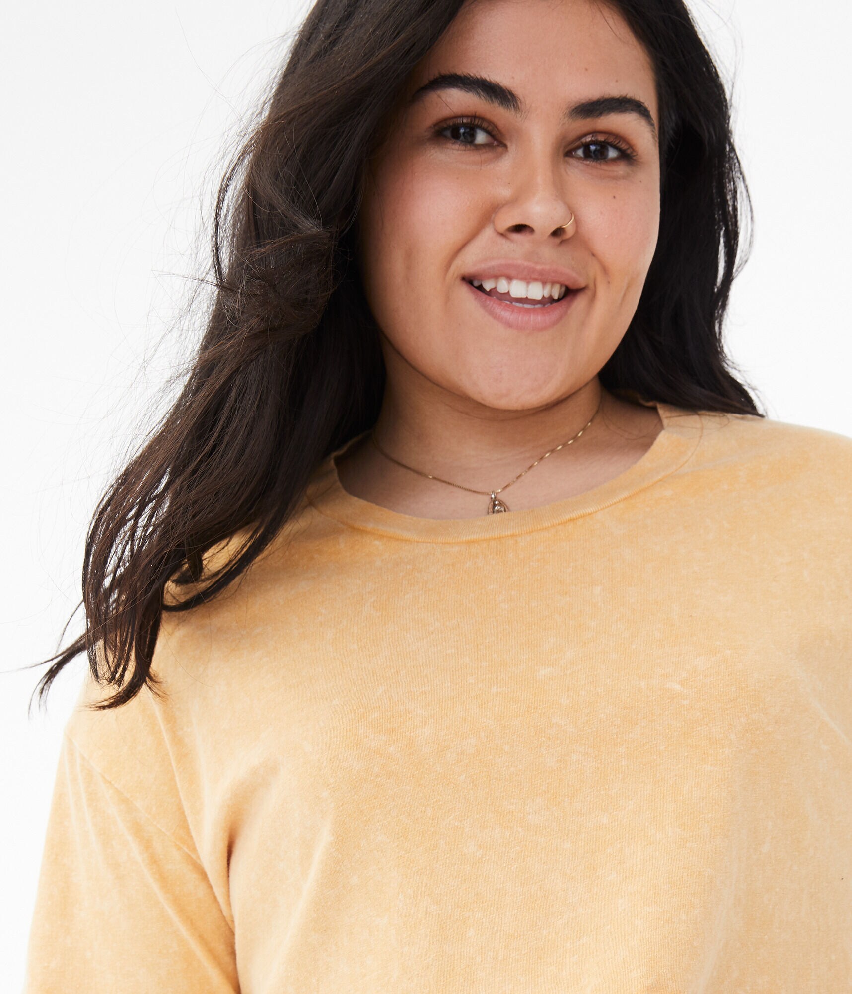 Acid Wash Sharkbite Cropped Crew Tee