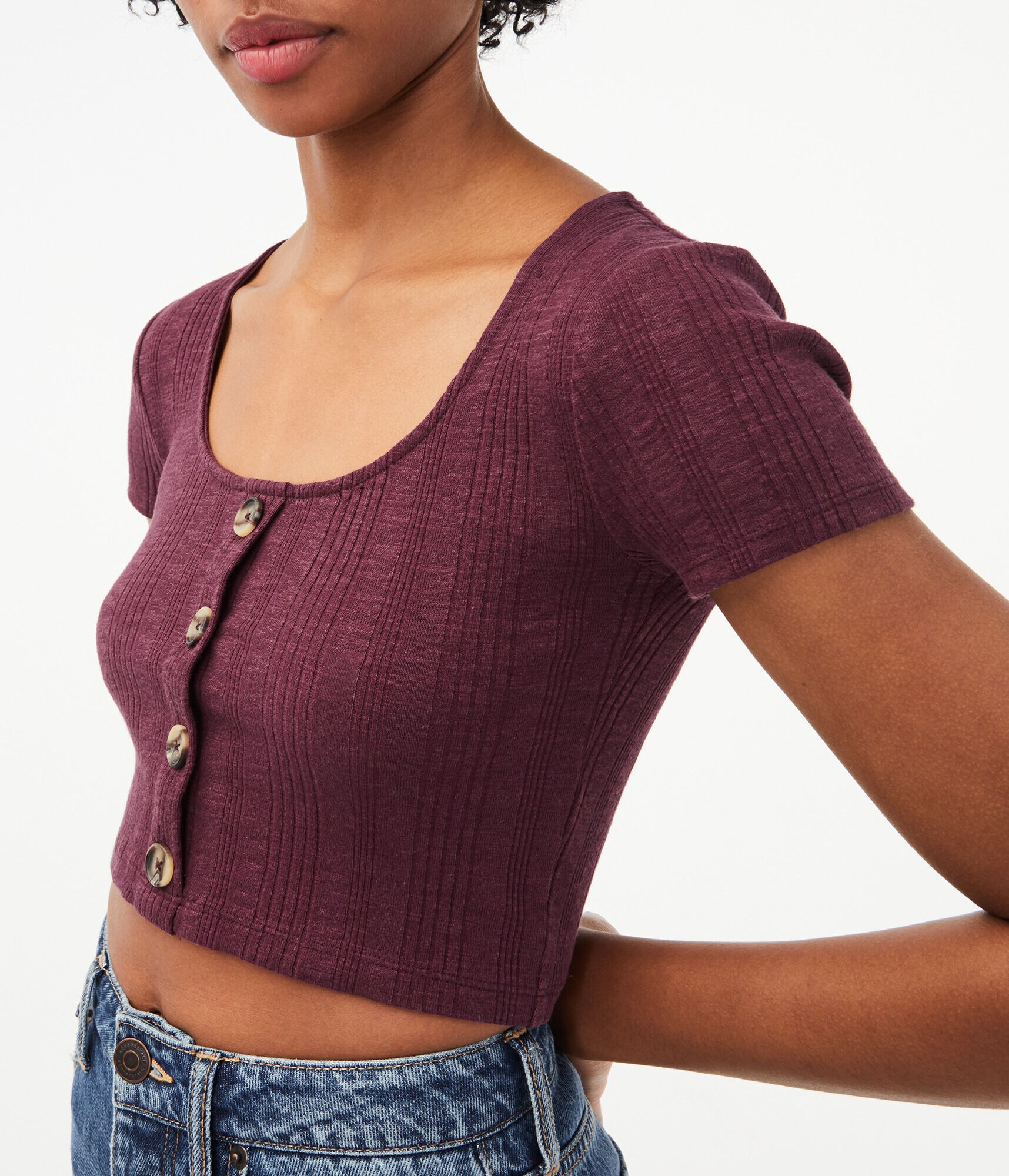 Seriously Soft Buttoned Crop Top