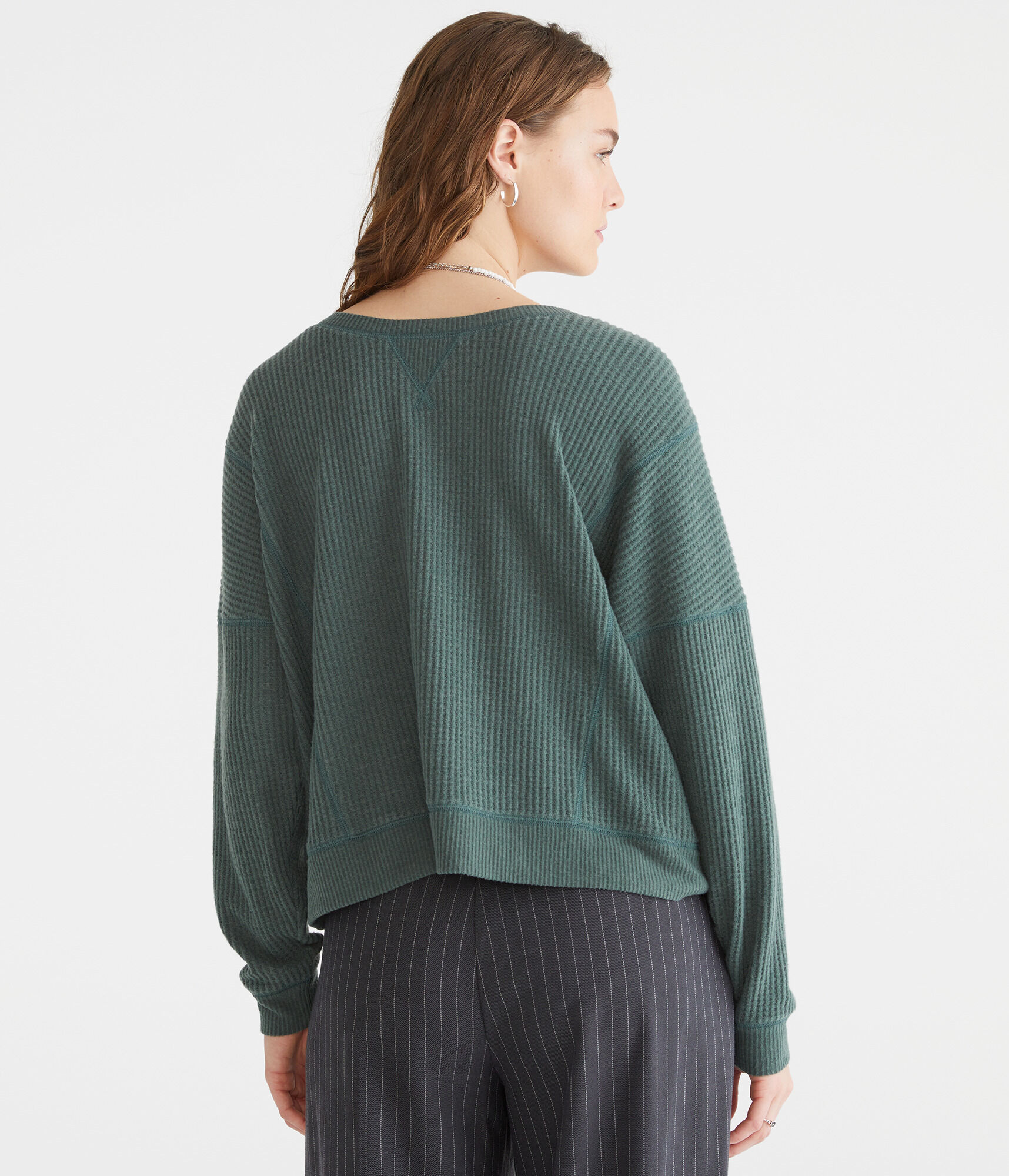 Long Sleeve Wear 2 Ways Cozy Waffle Tee