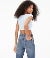 Floral Ruched Keyhole Crop Top