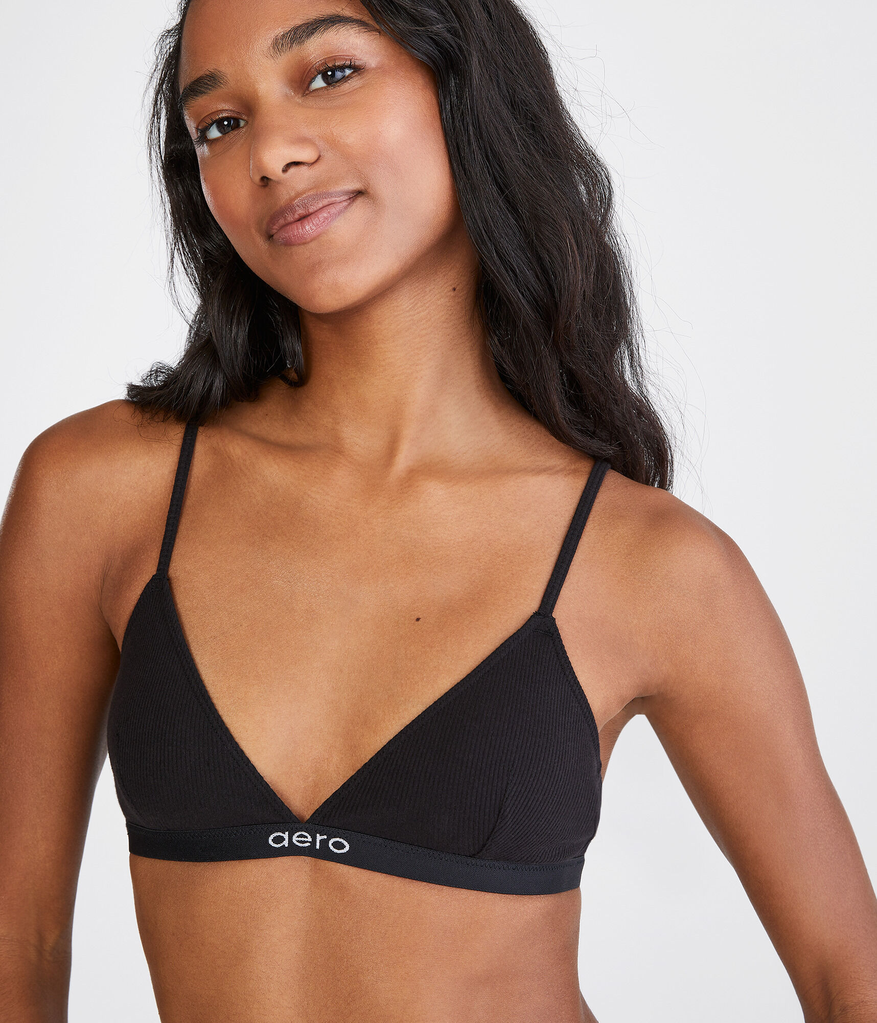 Ribbed Logo Triangle Bra
