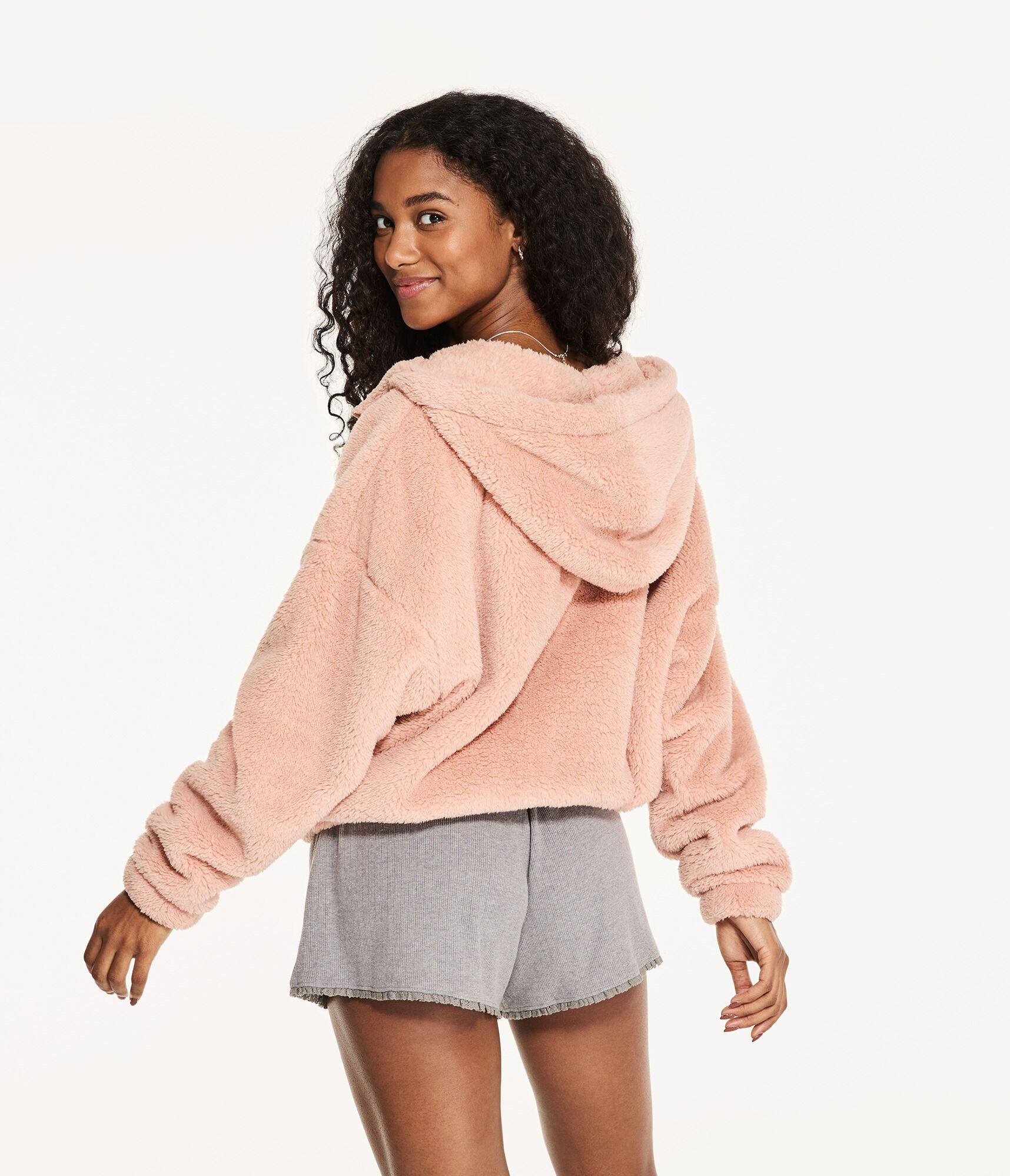 Sherpa Fleece Oversized Full-Zip Hoodie