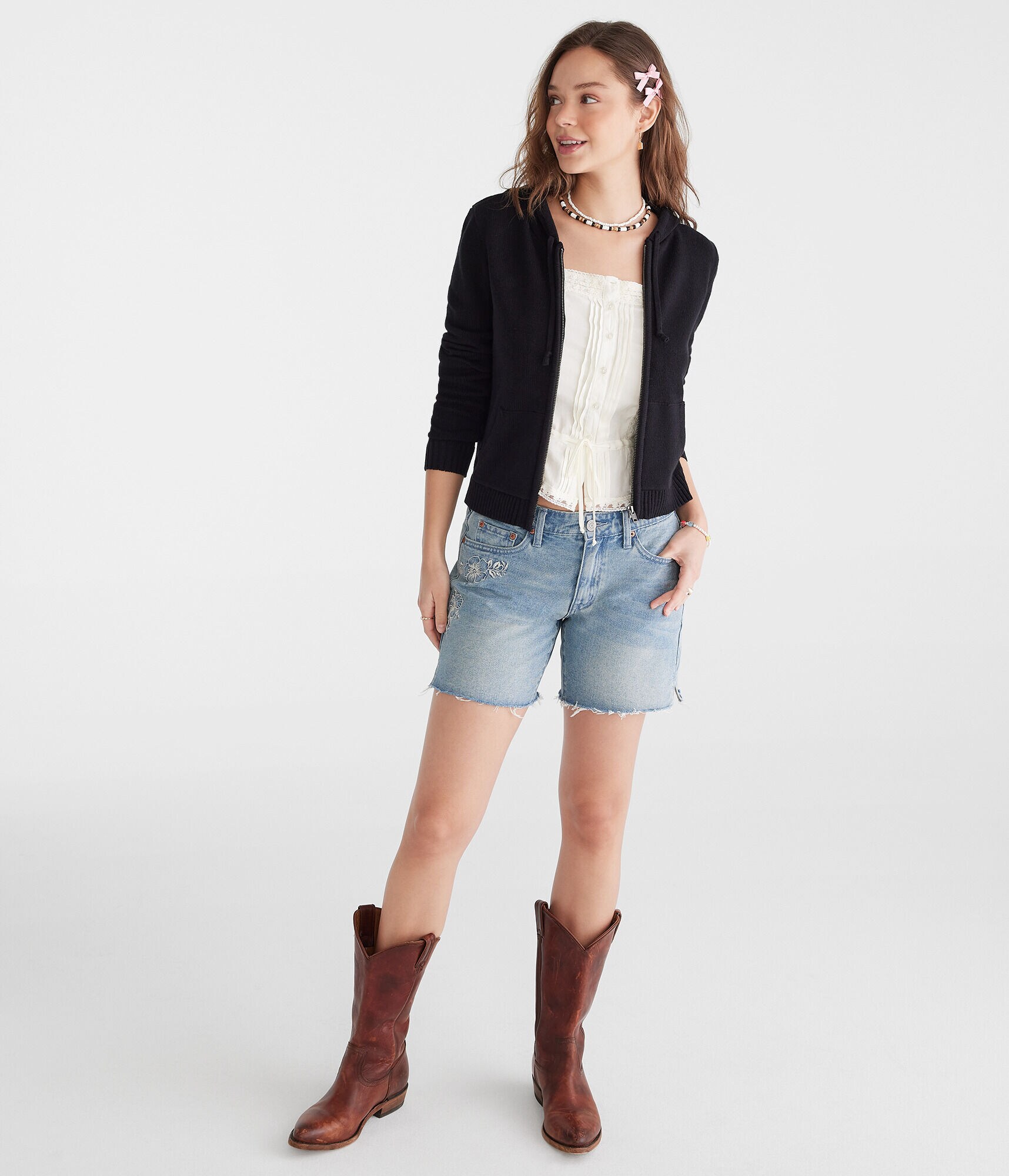 Solid Full-Zip Hooded Sweater