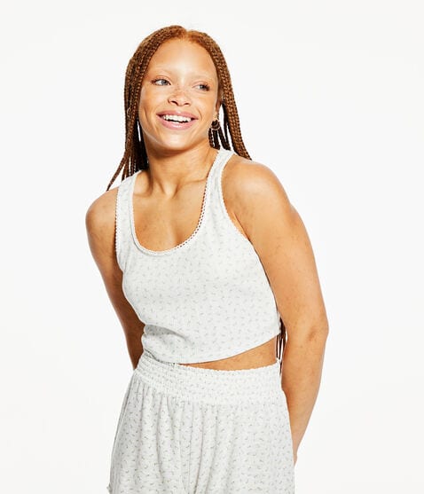 Floral Knit Cropped Sleep Tank Floral Knit Cropped Sleep Tank
