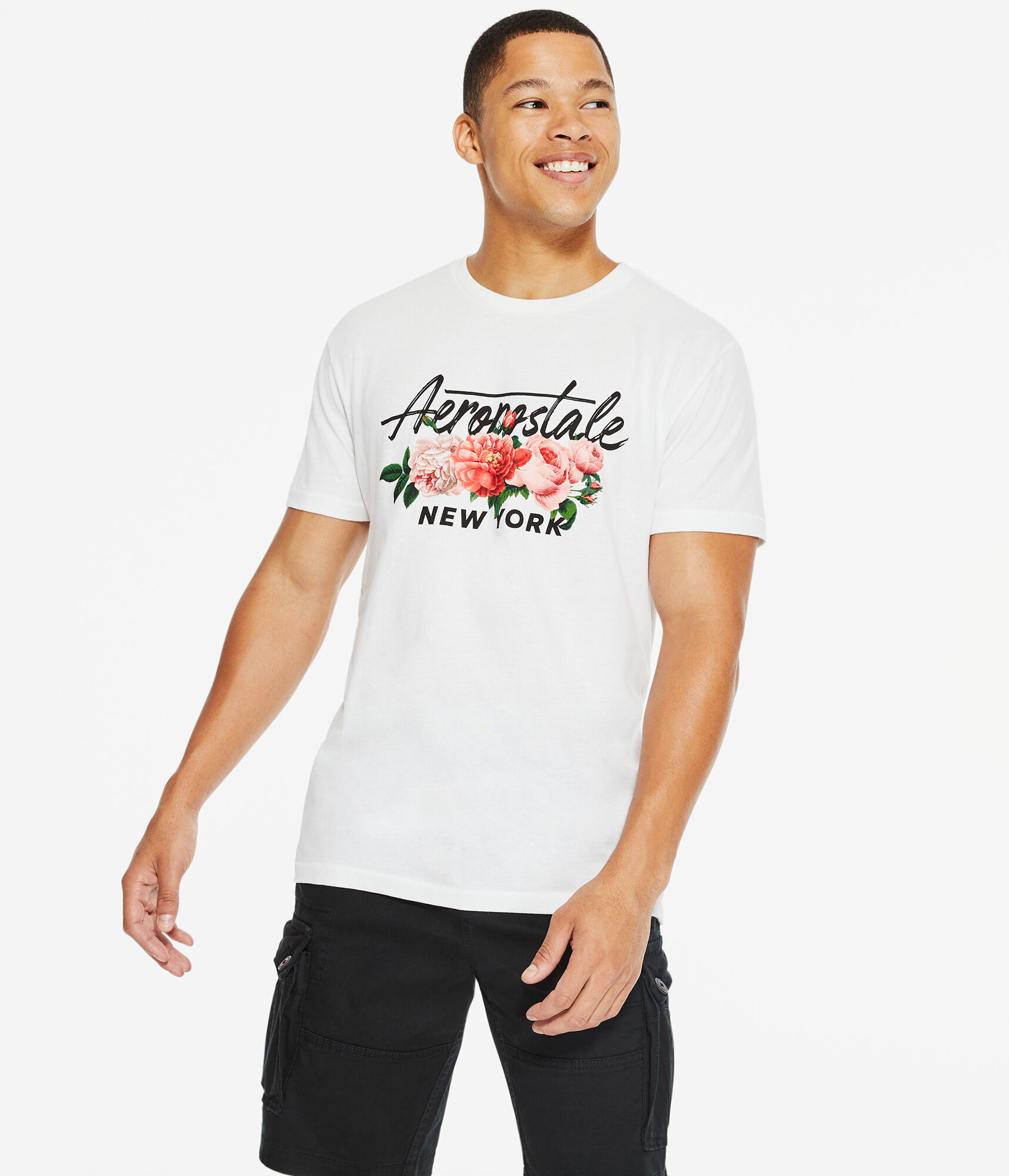 Aeropostale Script Floral Graphic Tee