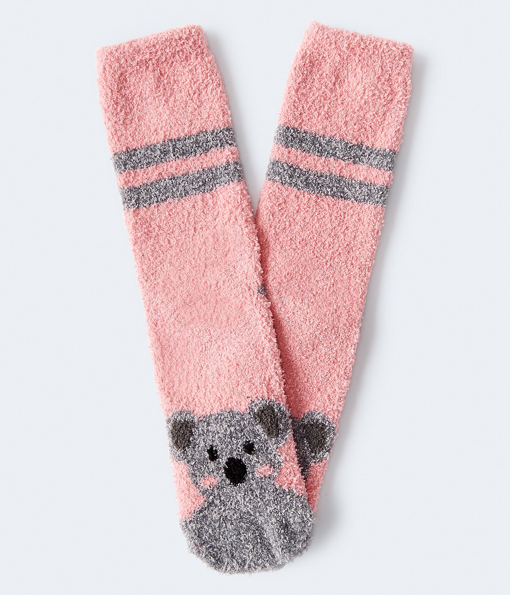 Koala Stripe Fuzzy Crew Socks