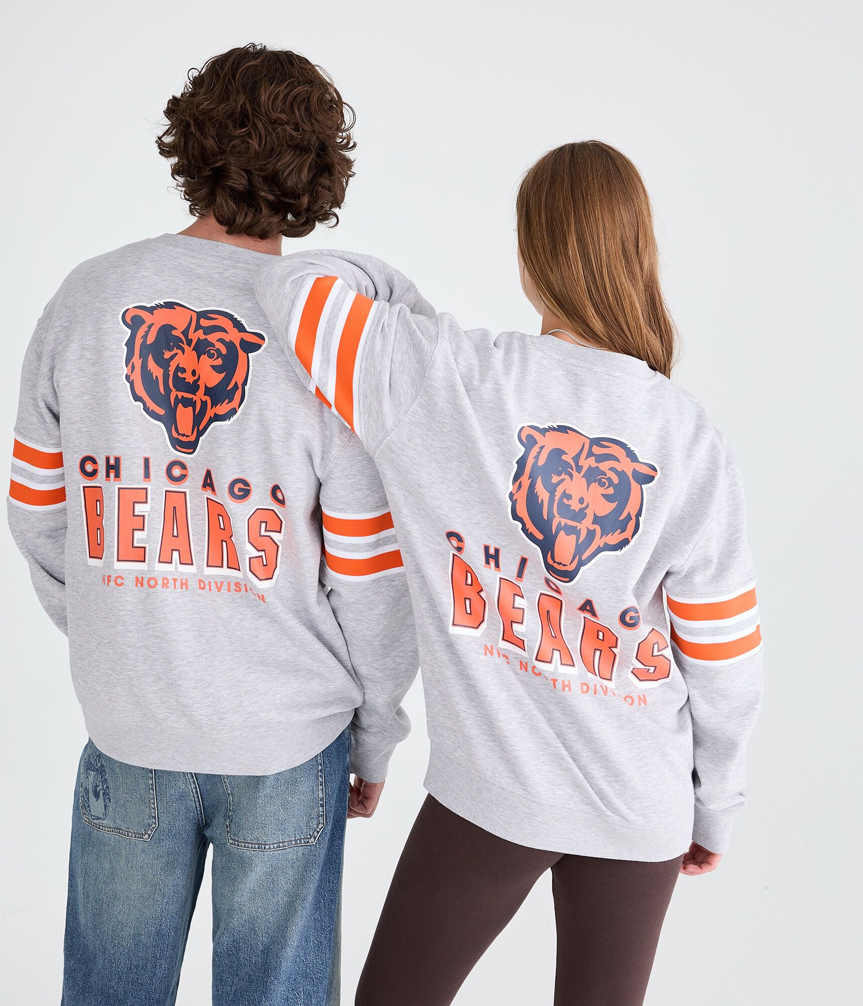 Chicago Bears Striped Sleeve Crew Sweatshirt