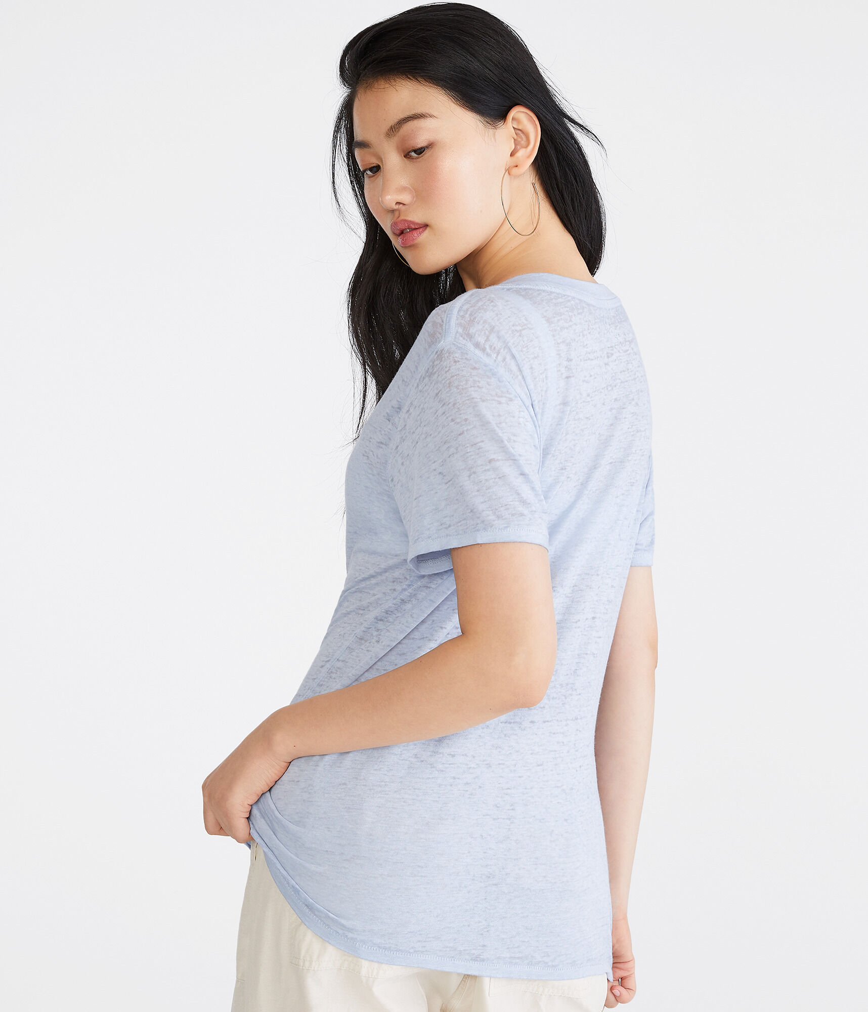 Washed V-Neck Loose-Fit Tee