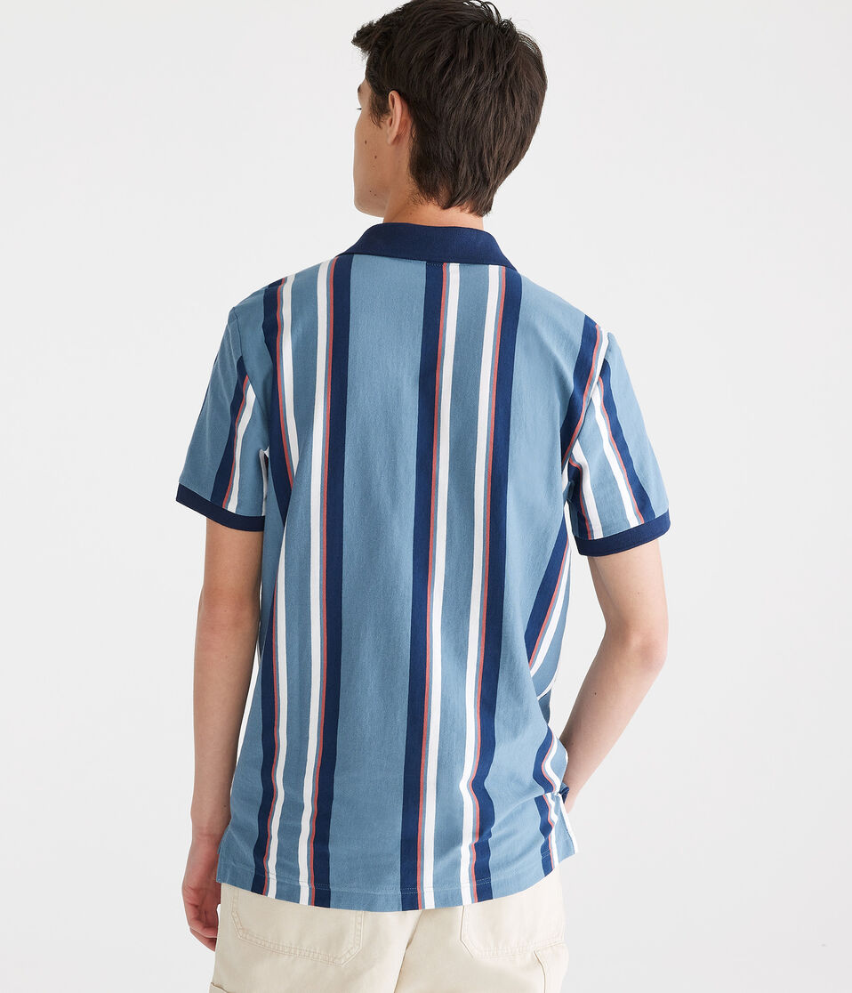 Vertical Stripe Jersey Polo
