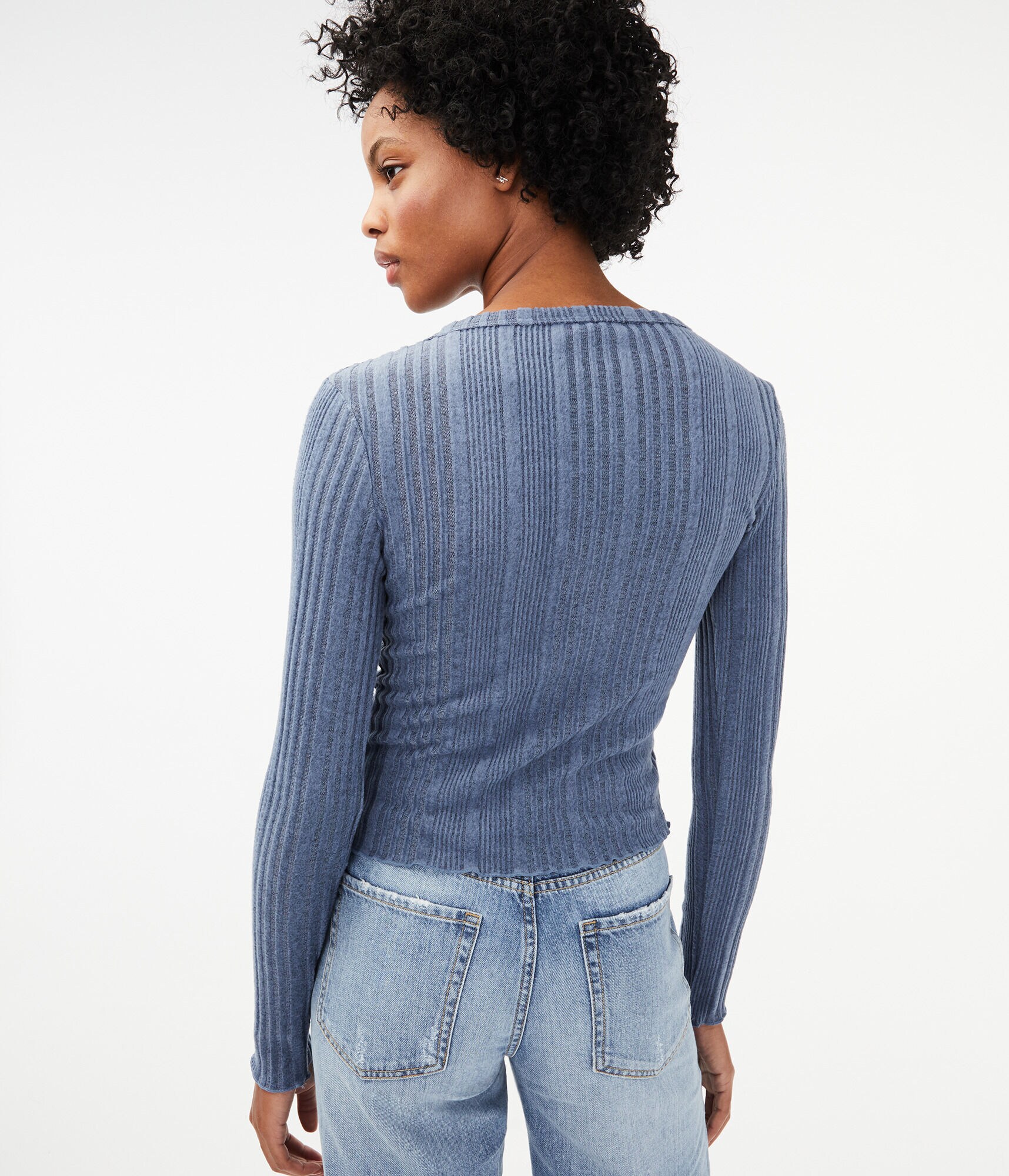 Long Sleeve Ribbed Henley