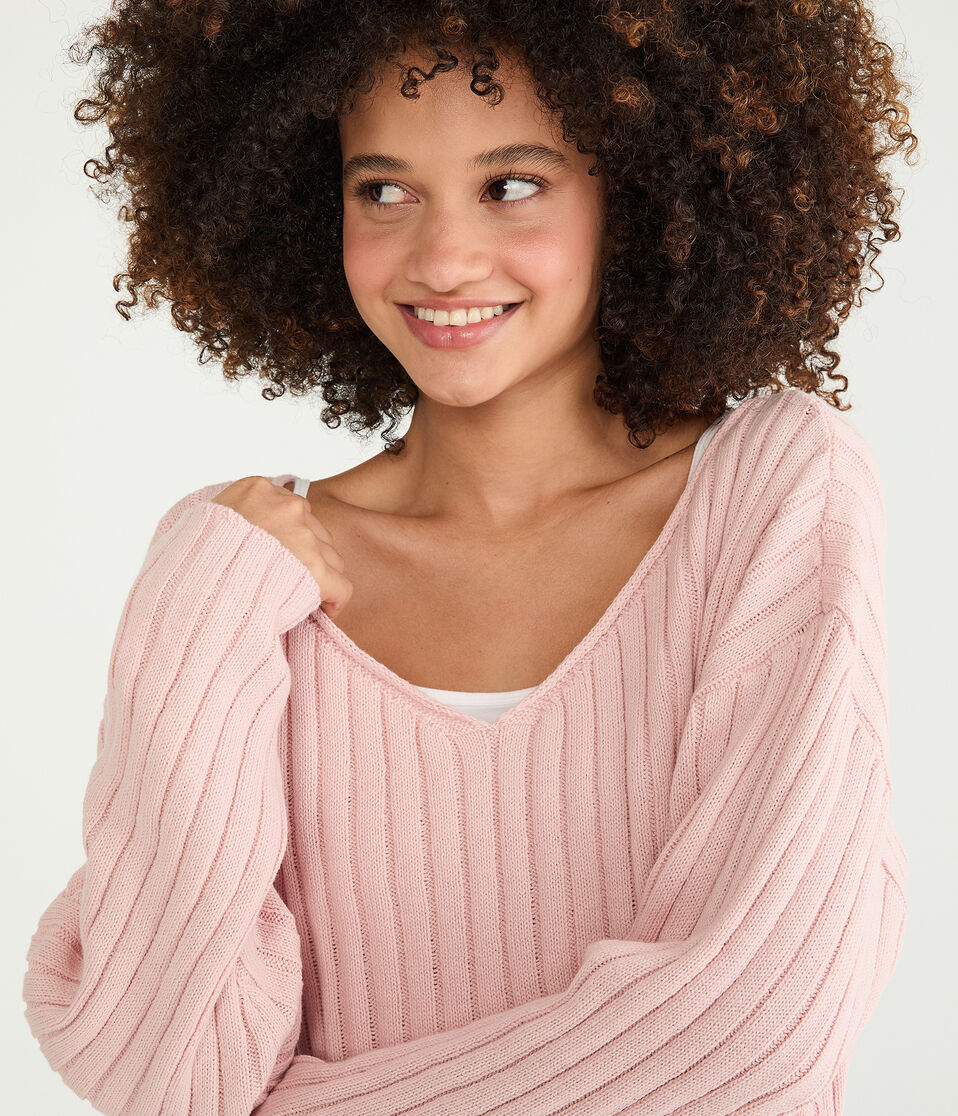 Ribbed V-Neck Sweater