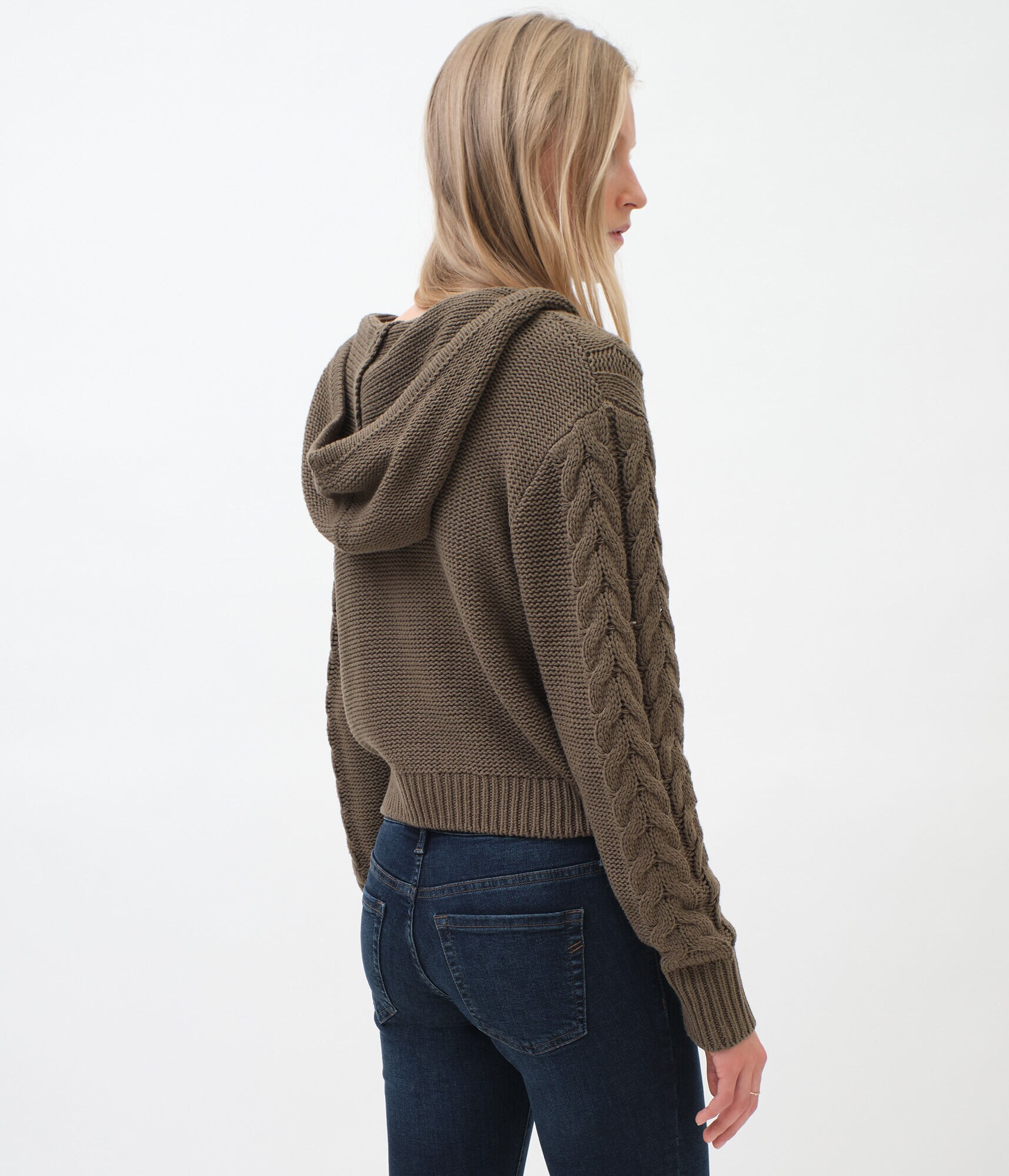 Cable Knit Hooded Sweater