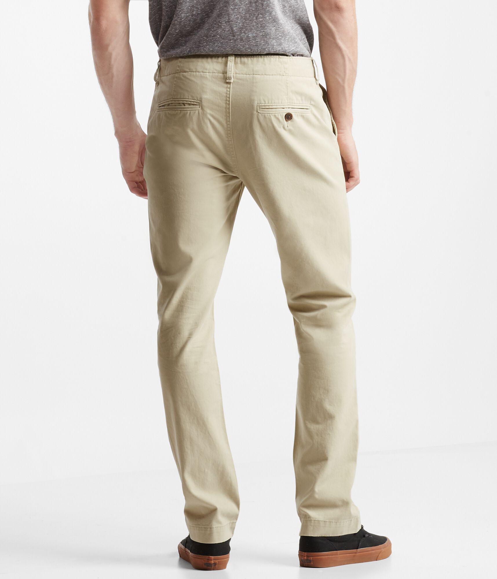 Slim Straight Flat-Front Chinos