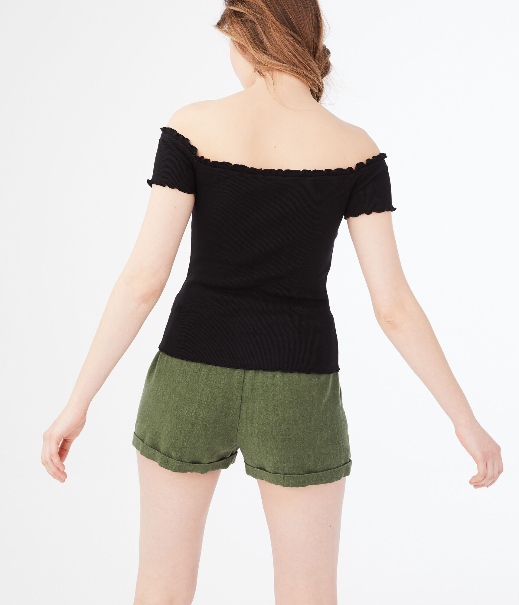 Seriously Soft Buttoned Off-The-Shoulder Top