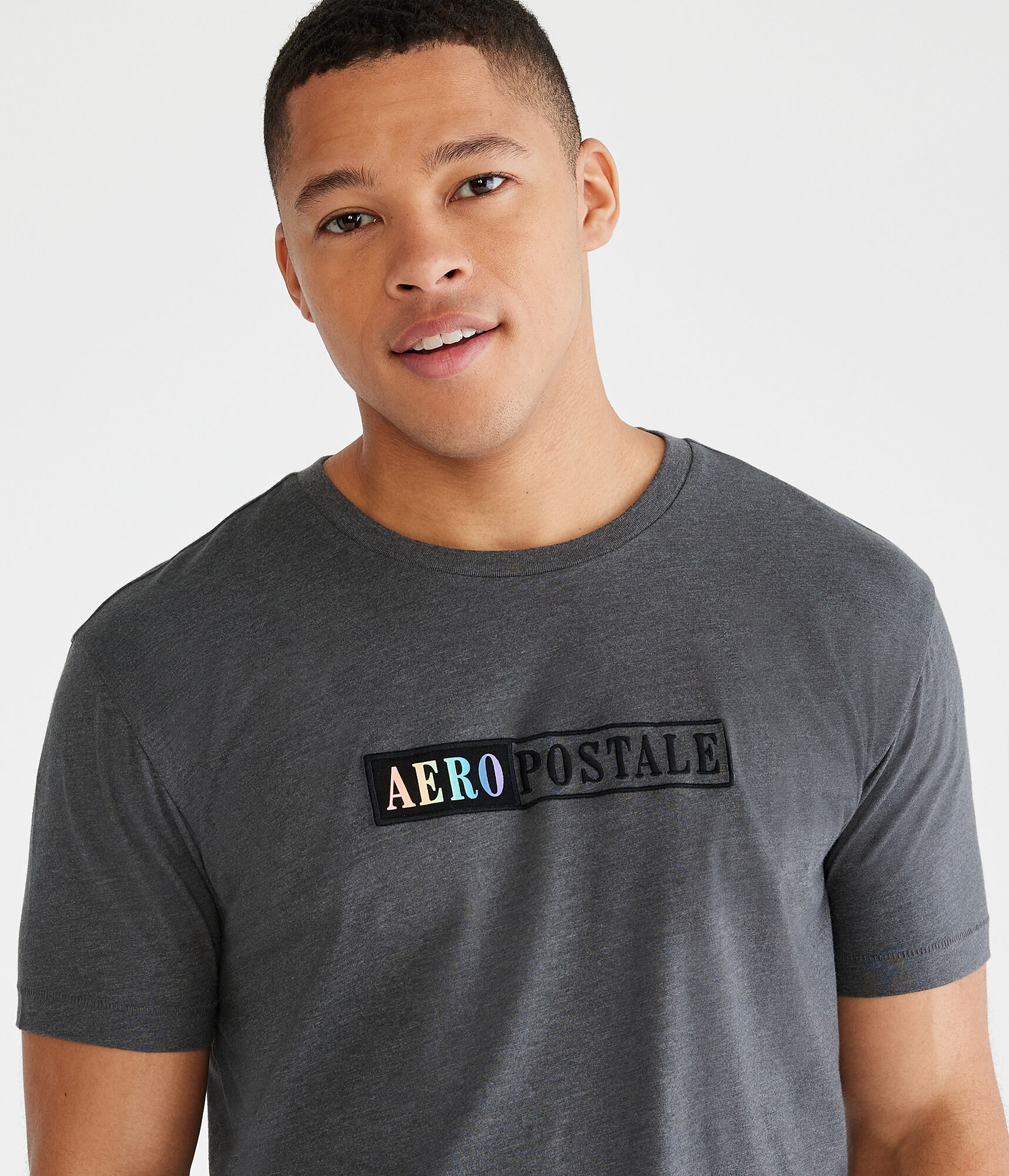 Aeropostale Rainbow Box Logo Appliqu&eacute; Graphic Tee