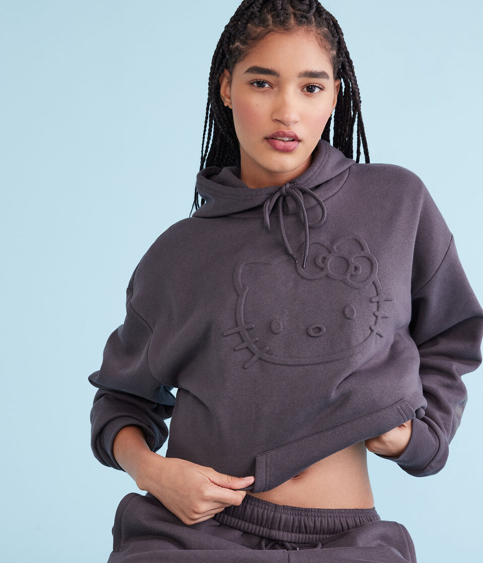 Hello Kitty Embossed Face Pullover Hoodie