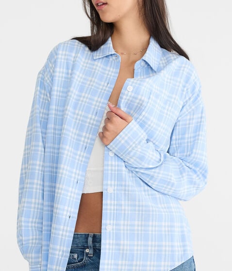 Long Sleeve Relaxed Plaid Shirt Long Sleeve Relaxed Plaid Shirt