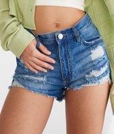 High-Rise Denim Shorty Shorts