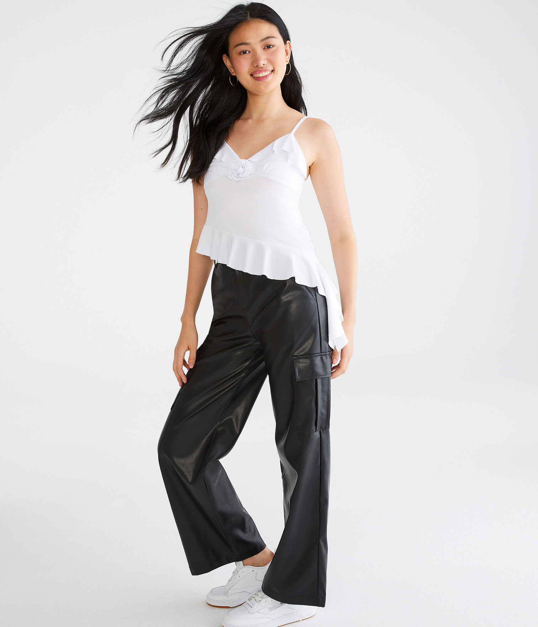 Ruffled Rose Asymmetrical Party Top