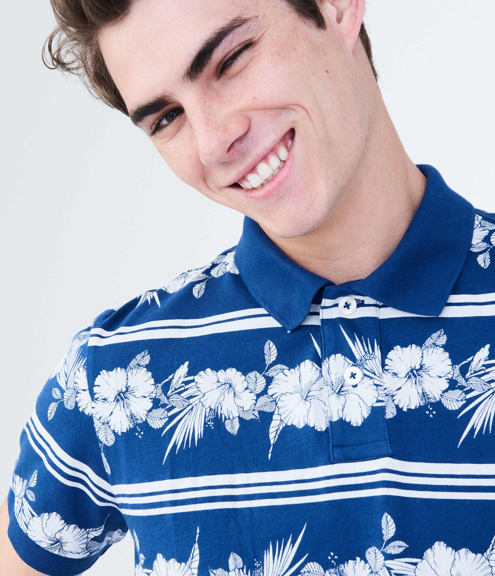 Hibiscus Stripe Jersey Polo