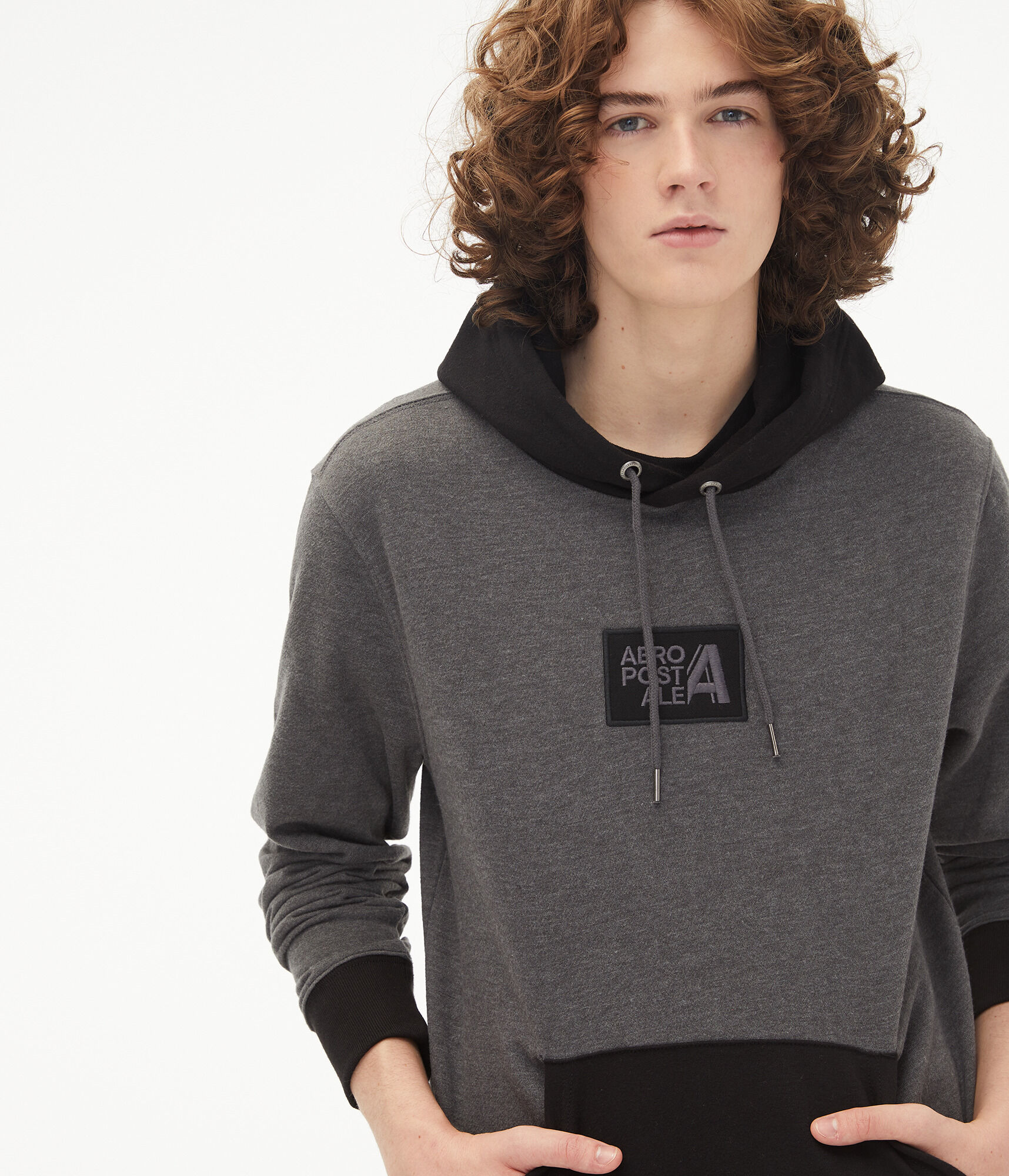Aeropostale Letter Box Logo Colorblocked Pullover Hoodie