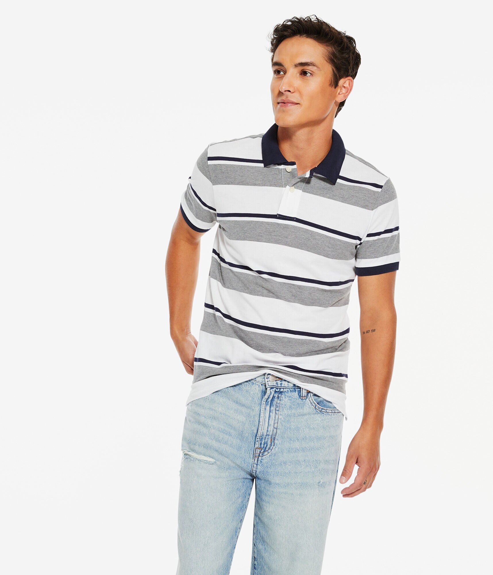 Mixed Stripe Piqu&eacute; Polo