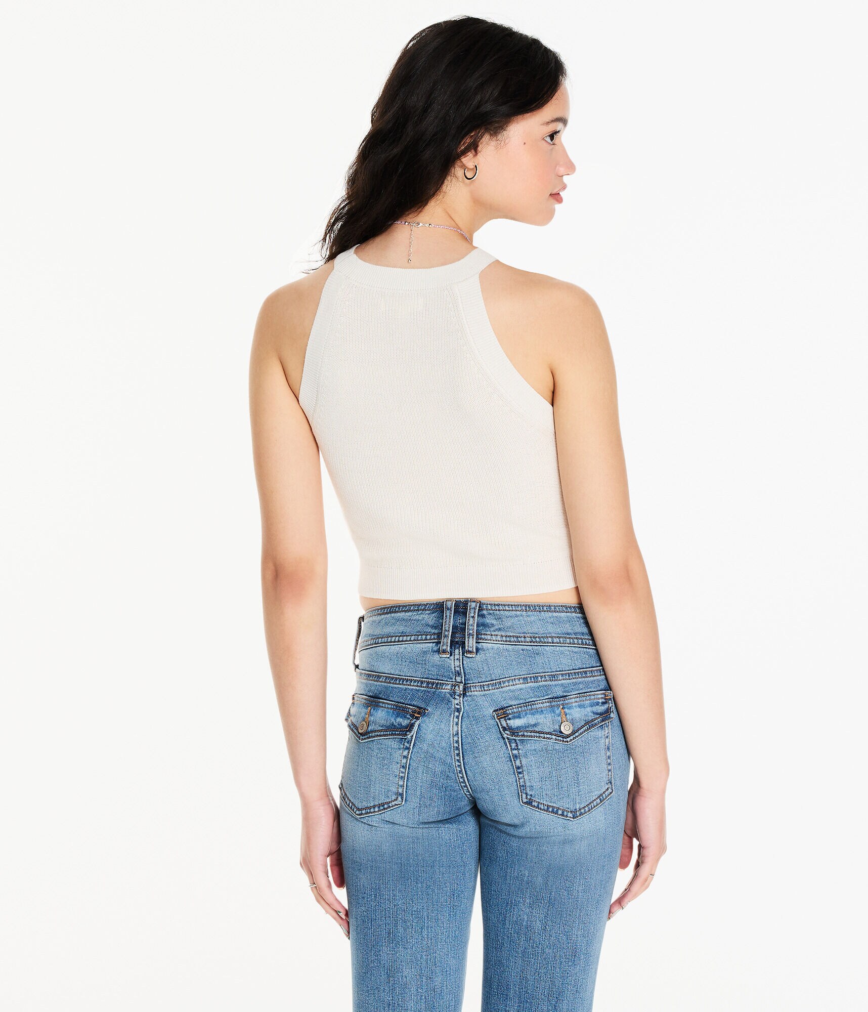 Daisy Cropped High-Neck Sweater Tank