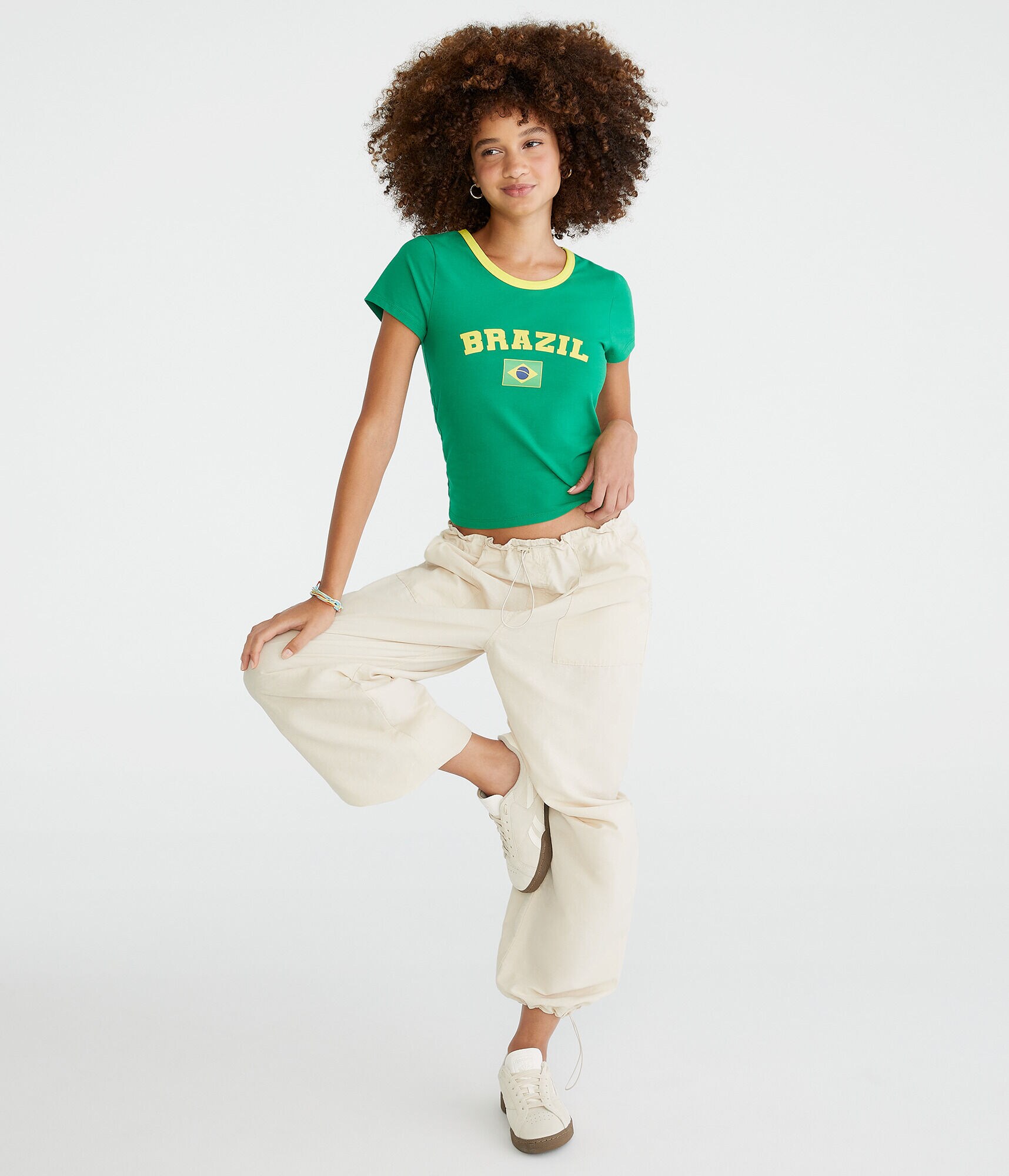 Brazil Graphic Ringer Baby Tee
