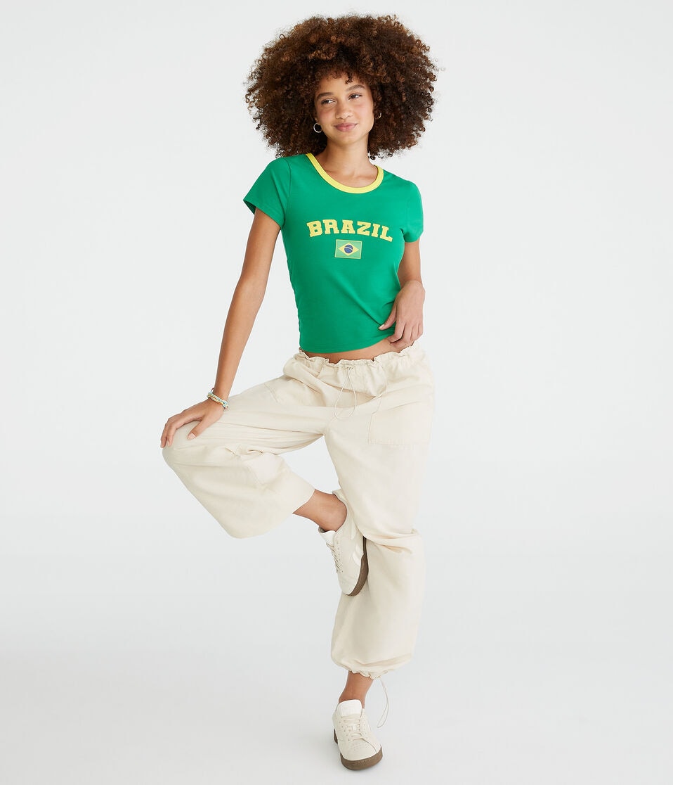 Brazil Graphic Ringer Baby Tee