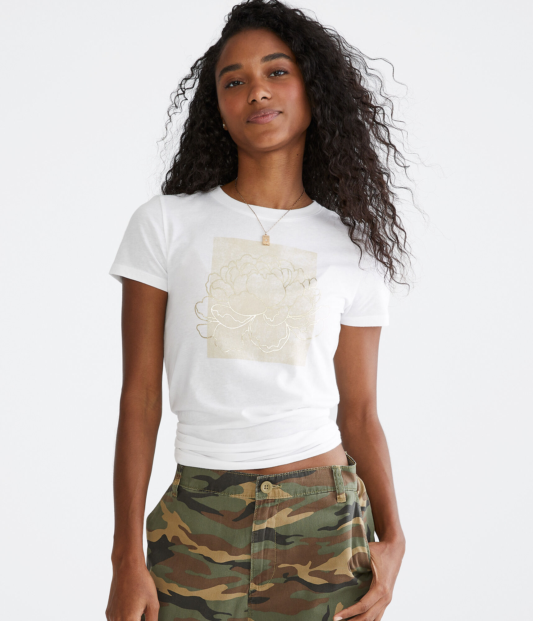 Boxed Flower Foil Graphic Tee