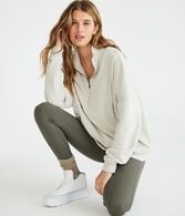 Ribbed Mock-Neck Pullover Sweatshirt