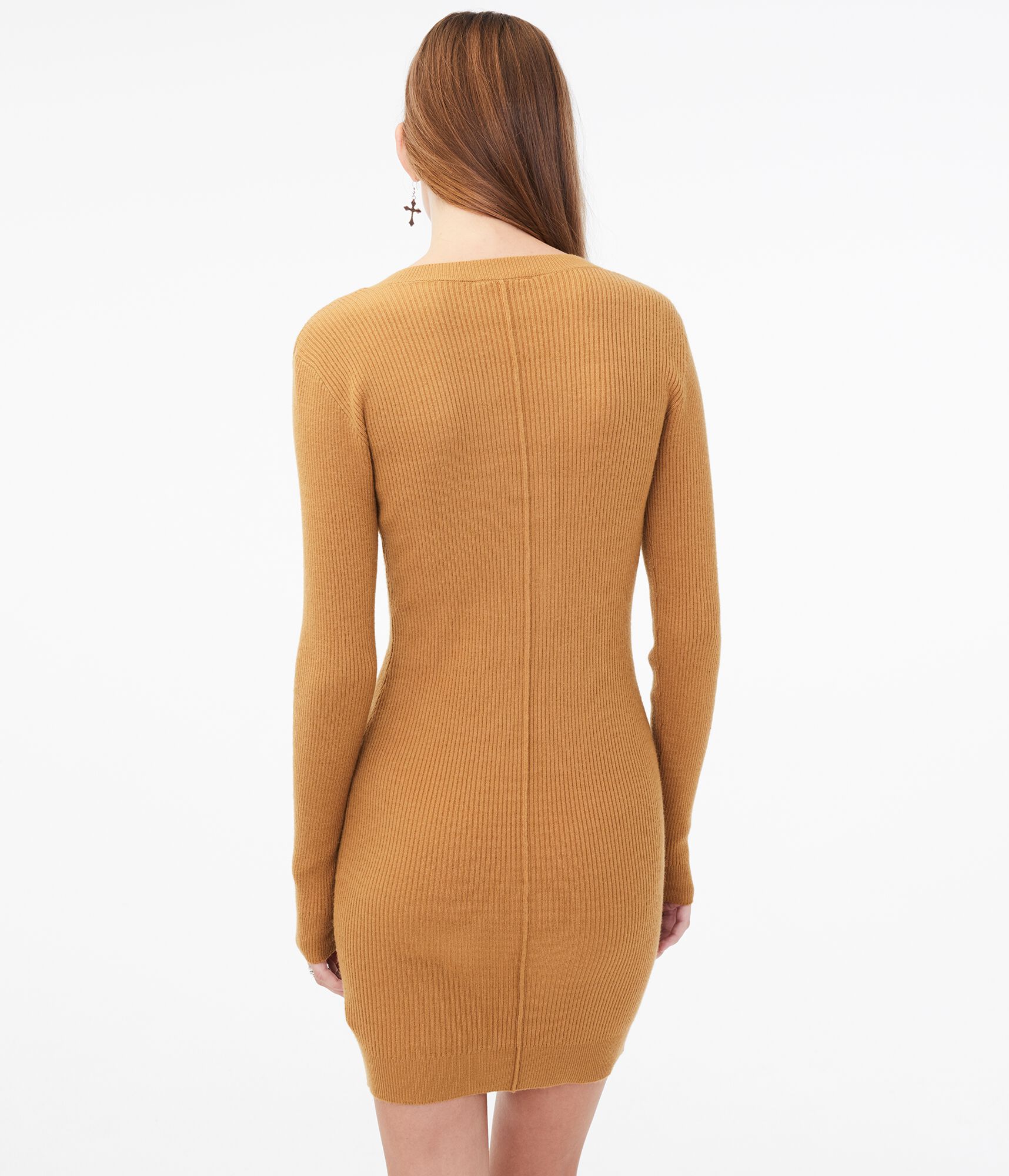 Long Sleeve Henley Sweater Dress***