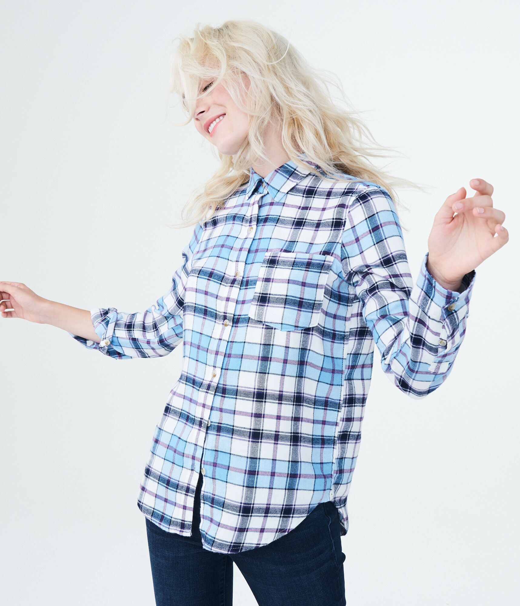 Long Sleeve Plaid Woven Shirt