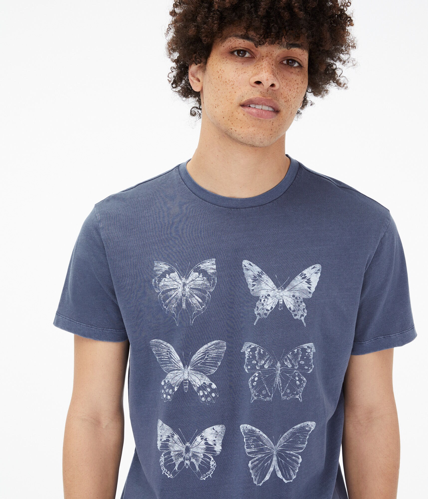 【NONCODE】(Unisex) Hex Butterfly Washing T-Shirt Six Butterflies Washed Graphic Tee