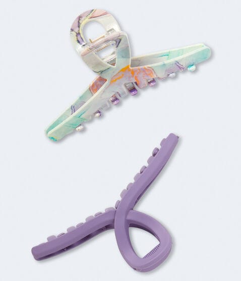 Marbled & Matte Loop Claw Hair Clip 2-Pack Marbled & Matte Loop Claw Hair Clip 2-Pack