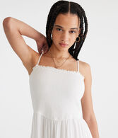 Solid Strapless Smocked Maxi Dress