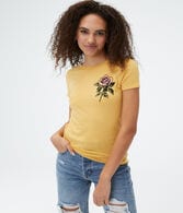 Rose Sketch Flocked Graphic Tee