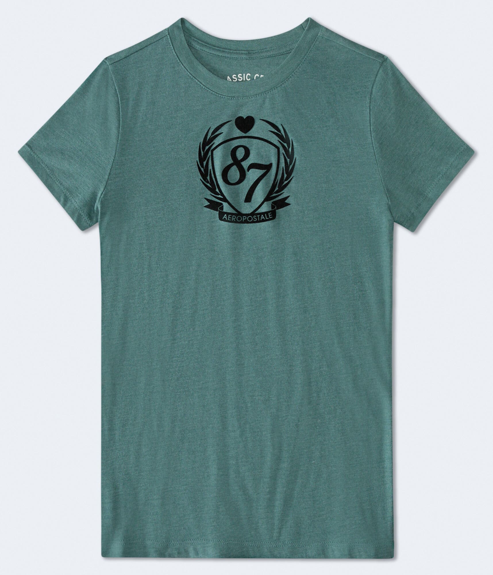 Aeropostale 87 Crest Flocked Graphic Tee