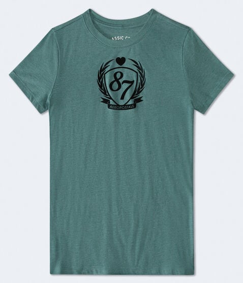 Aeropostale 87 Crest Flocked Graphic Tee Aeropostale 87 Crest Flocked Graphic Tee