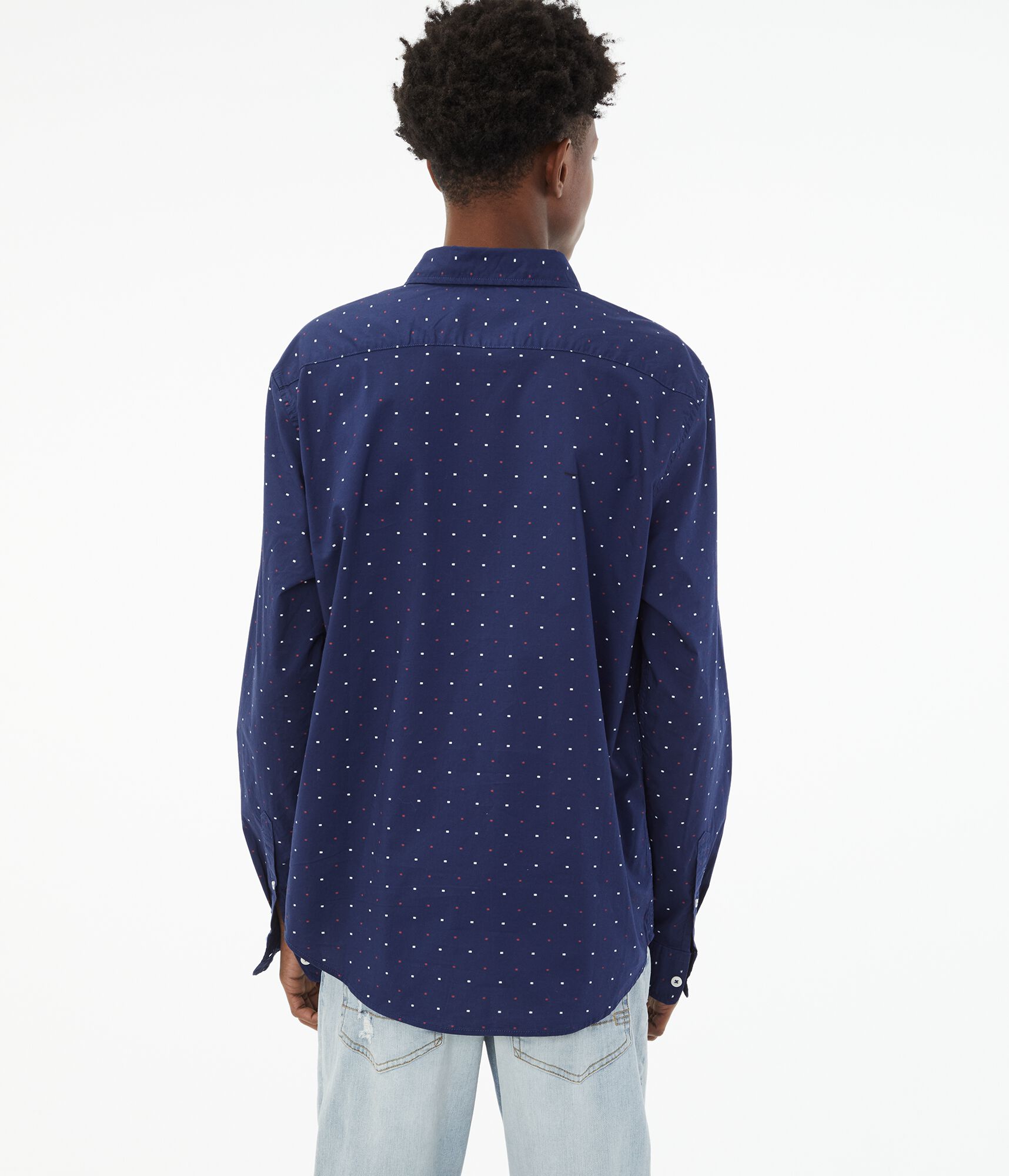 Long Sleeve Geometric Dot Button-Down Shirt