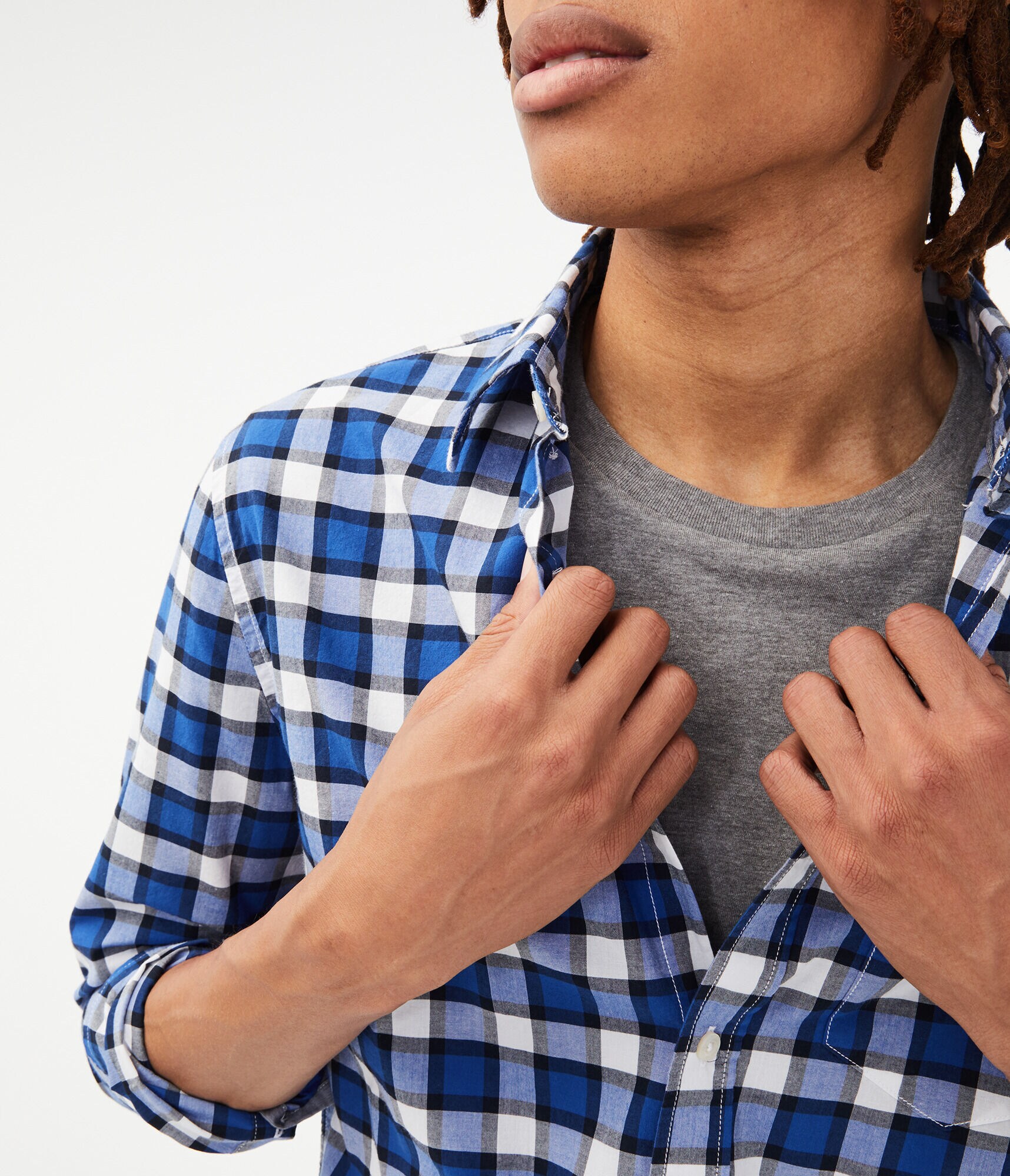 Long Sleeve Plaid Button-Down Shirt