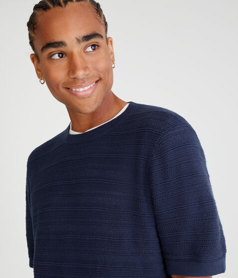 Horizontal Textured Stripe Sweater Tee Horizontal Textured Stripe Sweater Tee